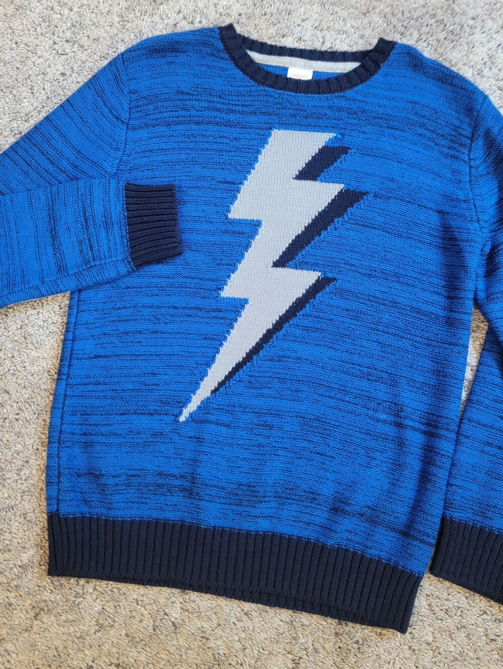 Gymboree Blue Lightning Bolt Crewneck Sweater Size 7/8
